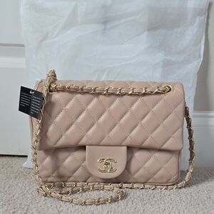 Tan Quilted Shoulder Bag